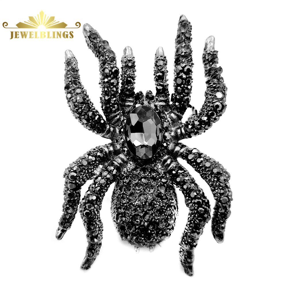 Vintage Fashion Bug - Vintage 10-legged grande cristal preto strass