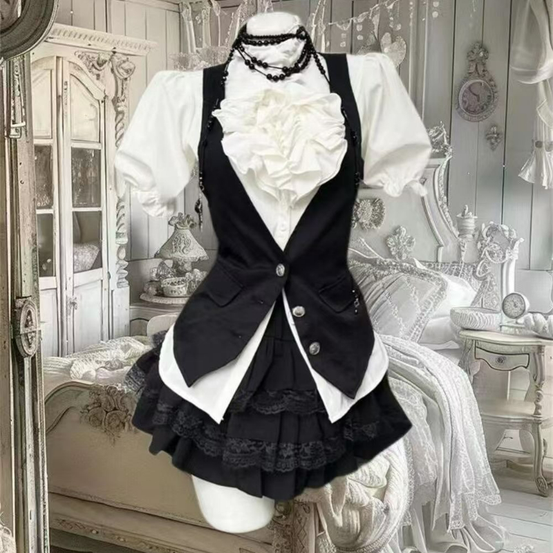 Vintage Victorian Fashion - Y2k estética lolita estilo doce conjunto
