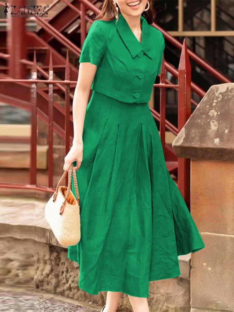 Vintage Fashion Fabrics - Zanzea conjuntos de duas peças femininos