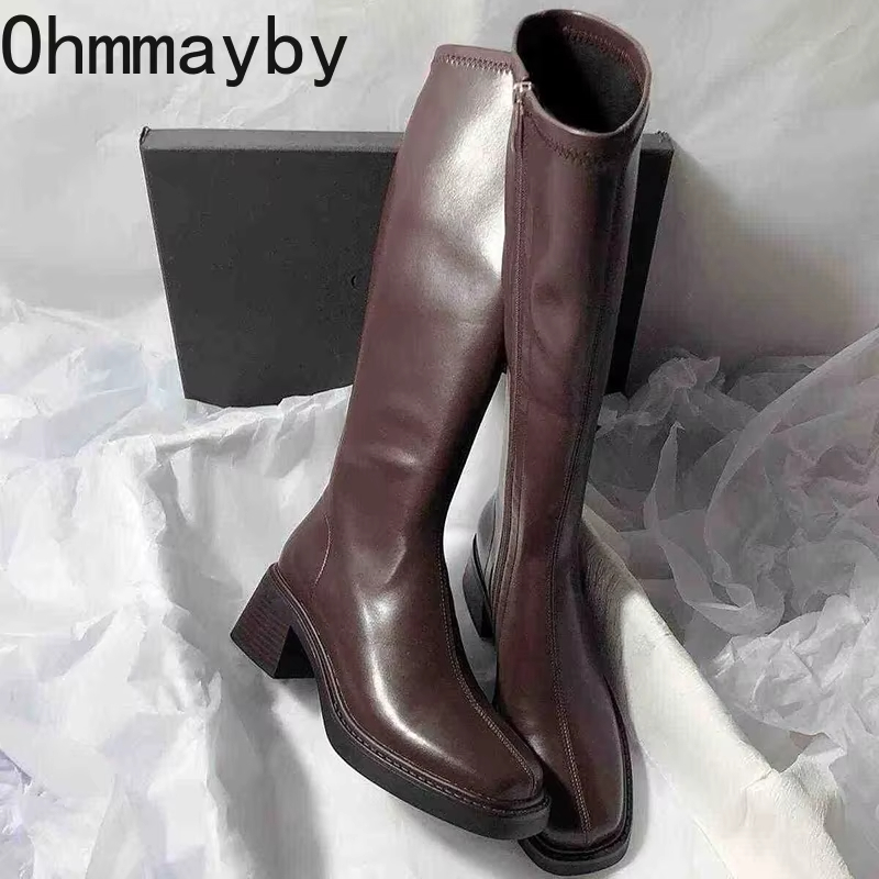 Vintage Fashion Fabrics - Vintage salto grosso feminino joelho botas