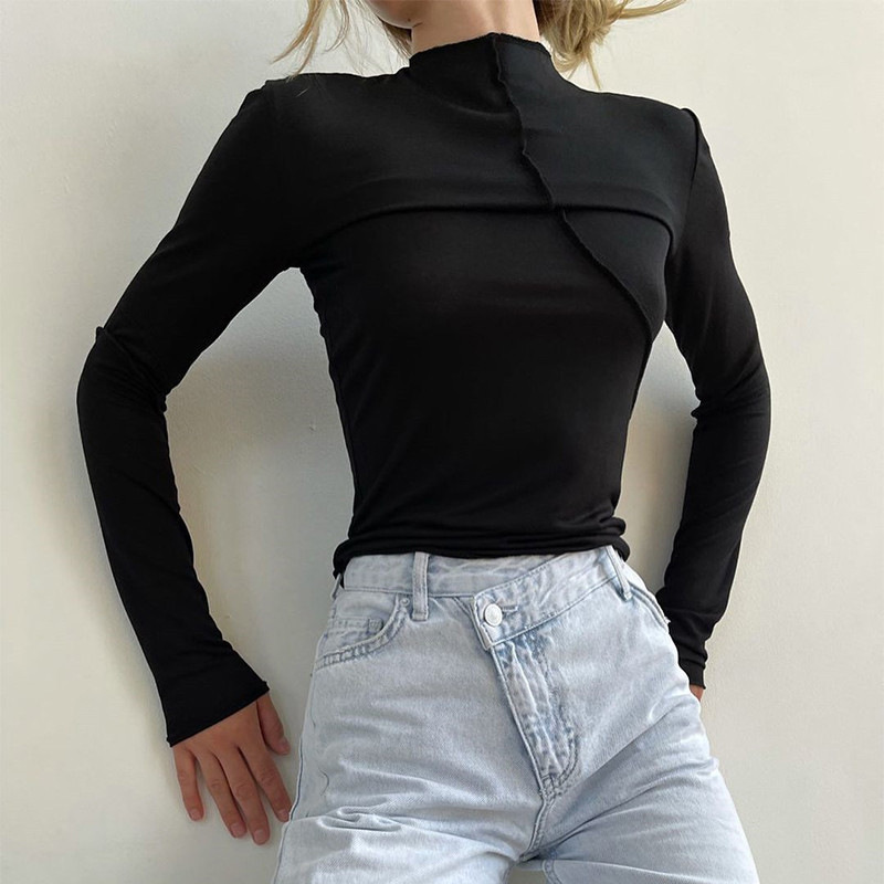 Turtleneck Knit 90S - 2025 outono gola alta y2k manga