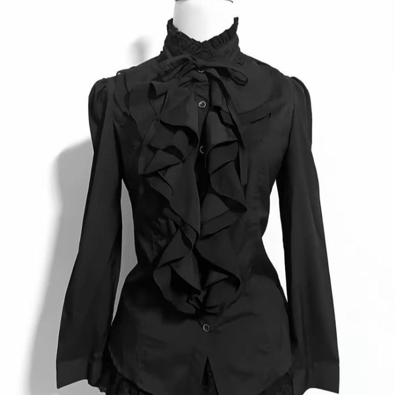 Vintage Fashion Japan - Deeptown preto gótico lolita blusas femininas