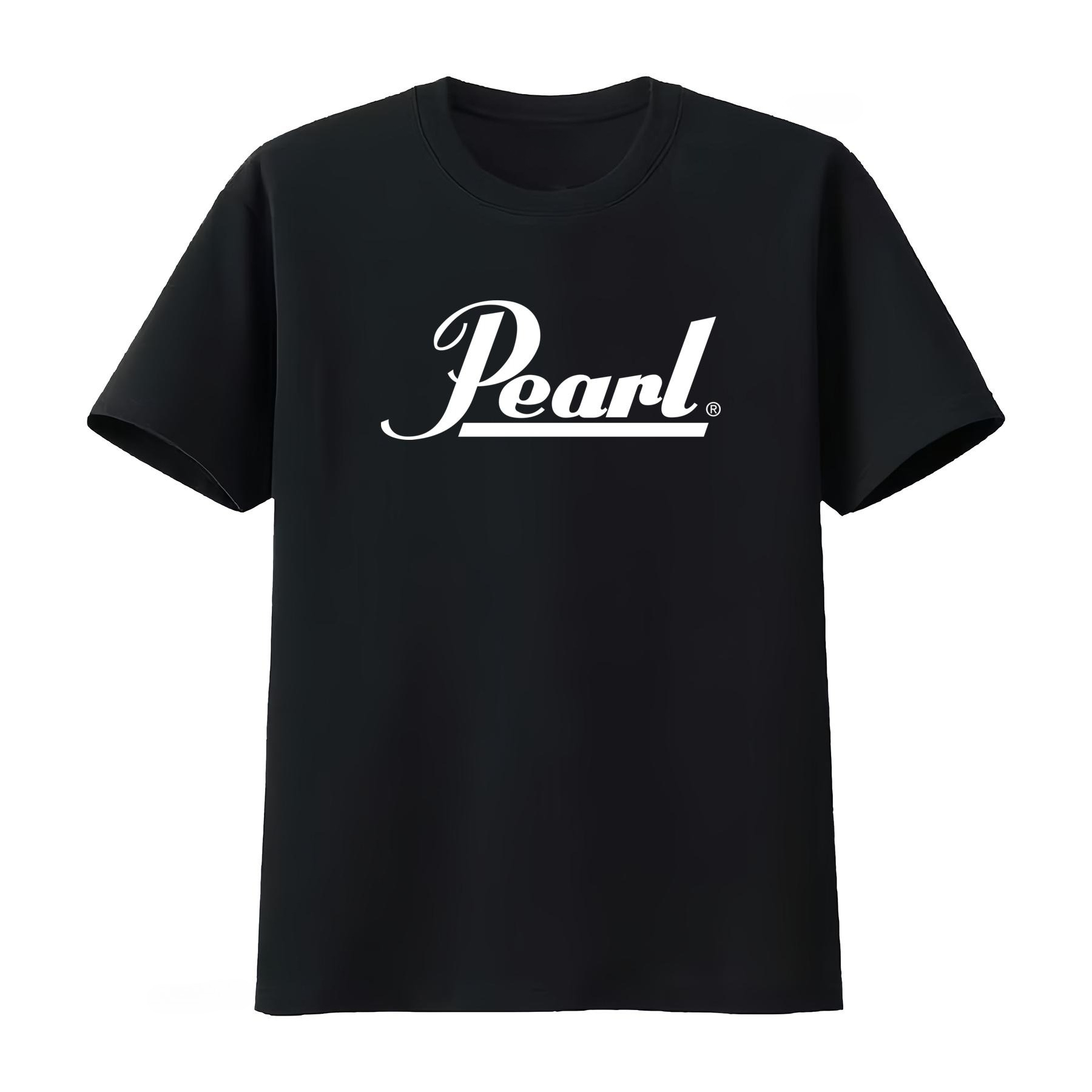 Vintage Fashion Icons - Camiseta Pearl Drums Logo Preta e