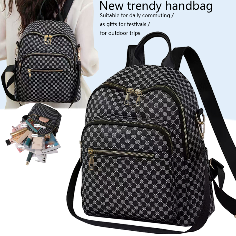 Vintage Fashion Patterns - Mochila PU com Padrão Geométrico Vintage