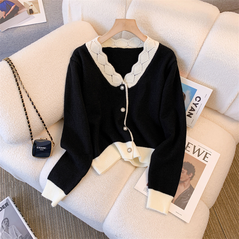 Crop Cardigan Vintage - Feminino preto gótico recortado cardigan camisola