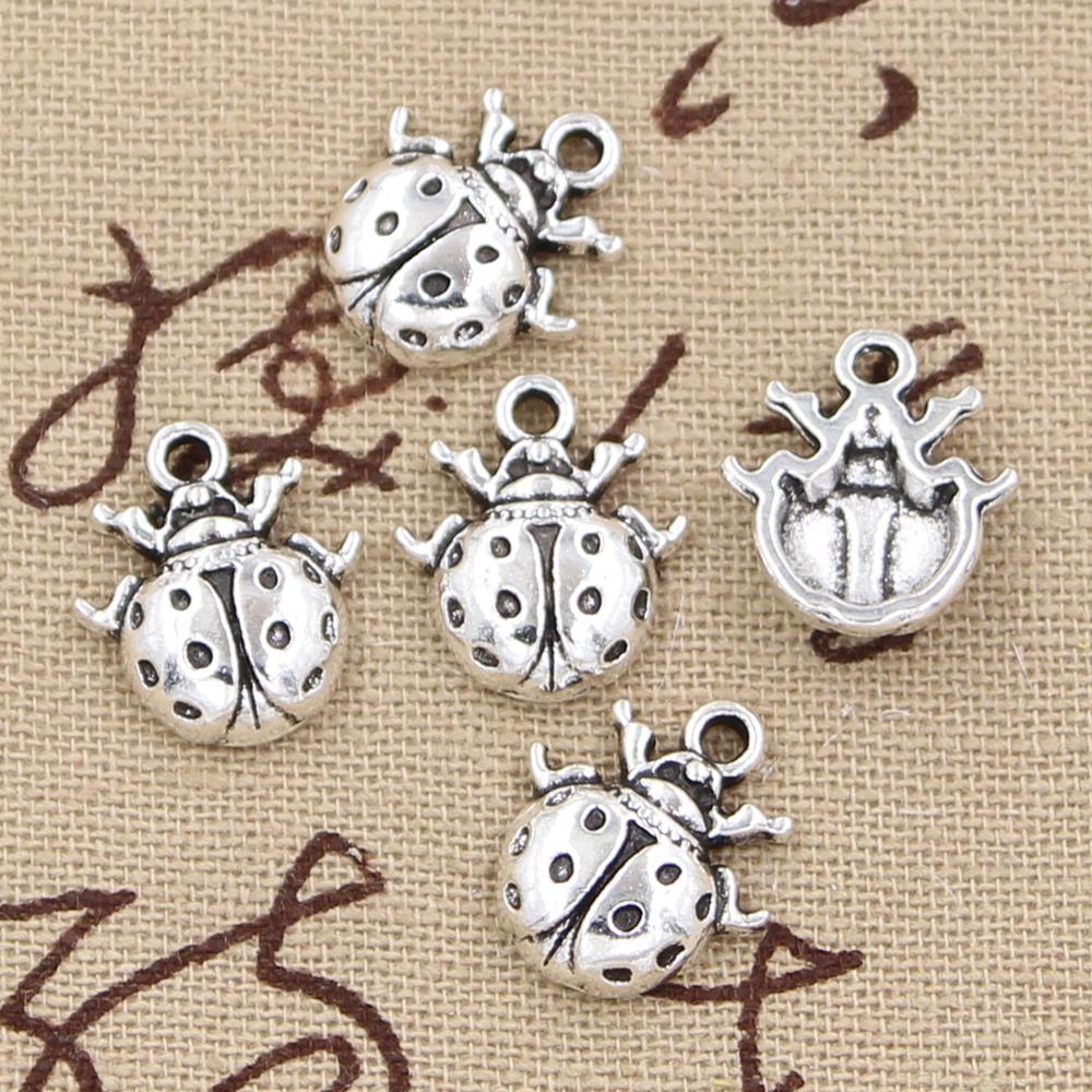 Vintage Fashion Bug - 12 pçs encantos joaninha bug 16x14mm