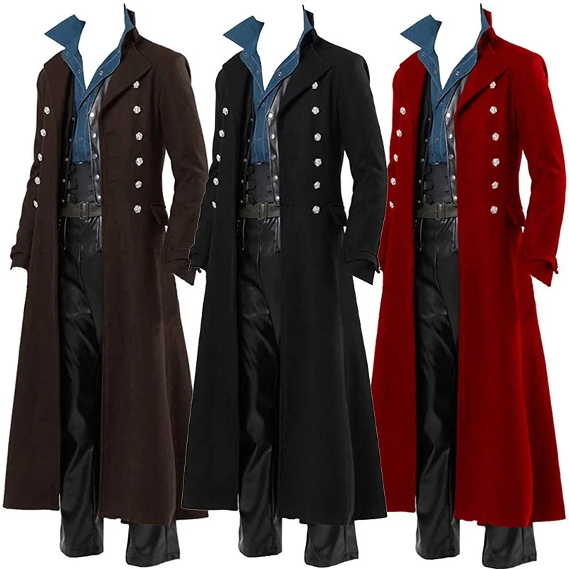 Vintage Victorian Fashion - Fantasia de Pirata Medieval Masculina, Casaco