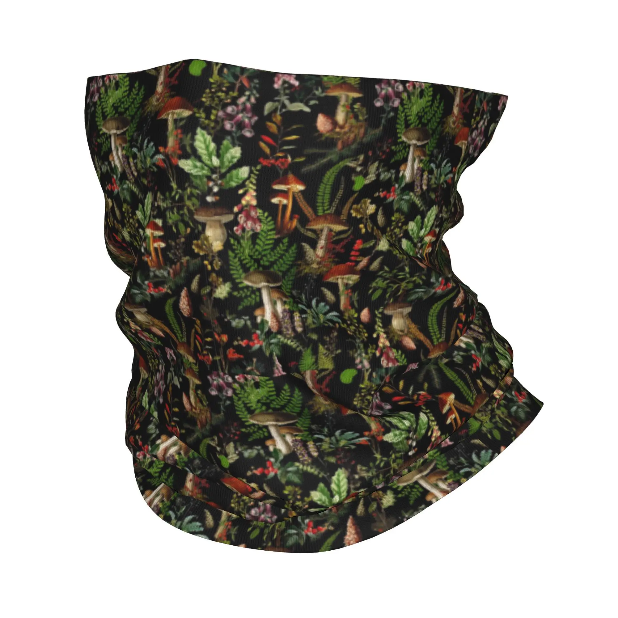 Vintage Fashion Patterns - Vintage meia-noite cogumelos floresta padrão preto