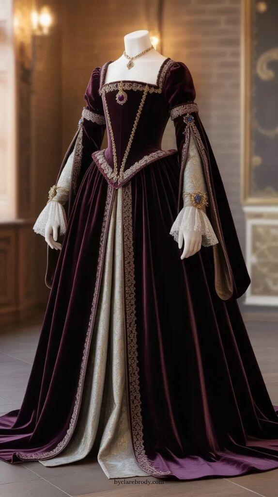 Vintage Victorian Fashion - Vintage duquesa roxo vestido de baile