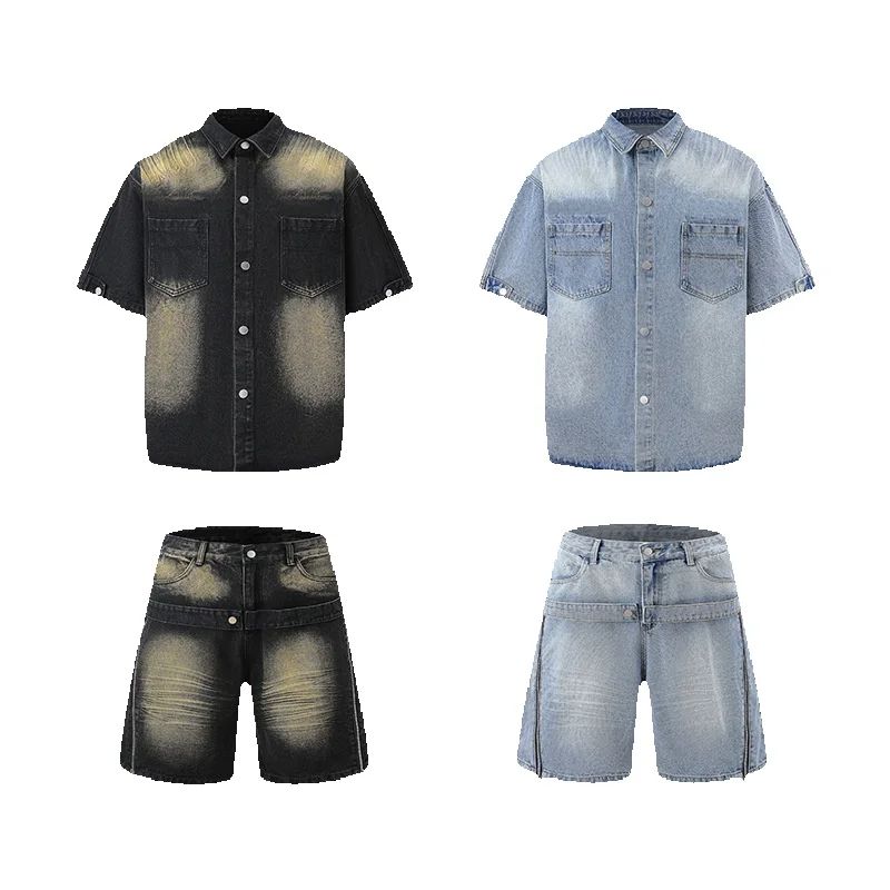 Vintage Victorian Fashion - DAVIDSHAO Conjunto Masculino de Camisa Jeans