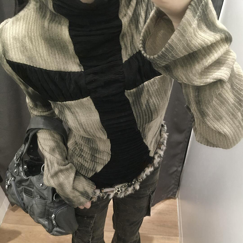 Goth cruz subcultura magro top - Turtleneck Knit 90S avaliação e preço