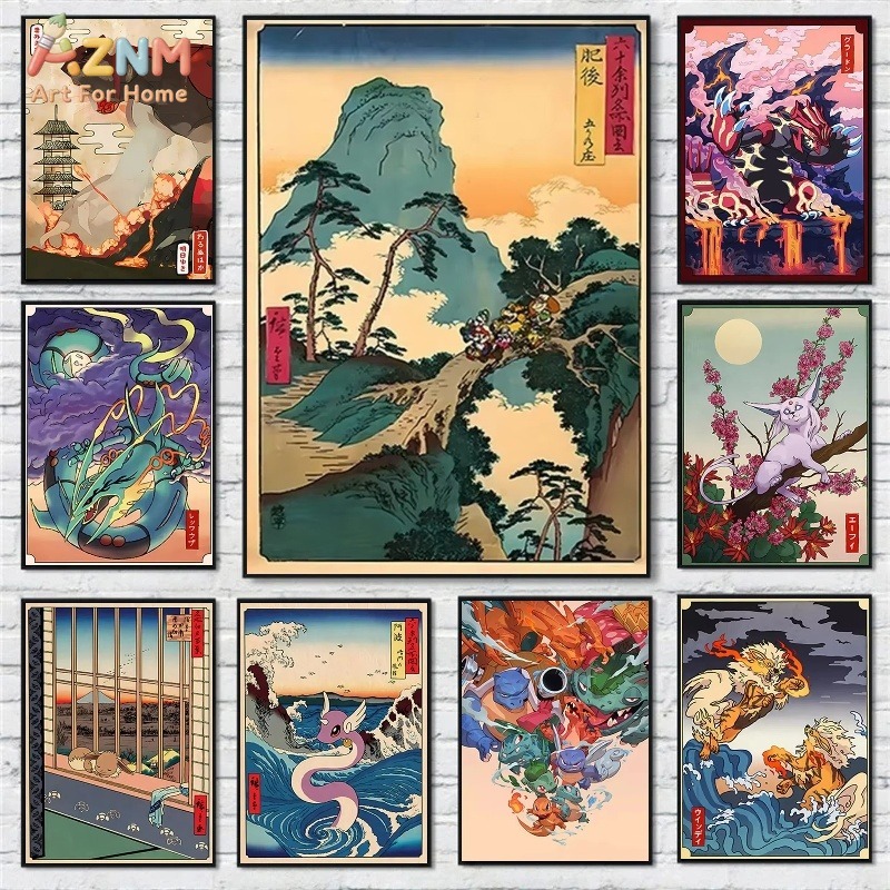 AZNM Estilo Ukiyo-e Pokémon Gr - Vintage Fashion Japan avaliação e preço