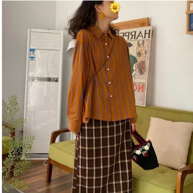 Blusa casual larga listrada pa - Vintage Fashion Trends avaliação e preço