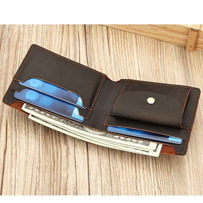 Carteira masculina de couro ge - Vintage Zipper avaliação e preço