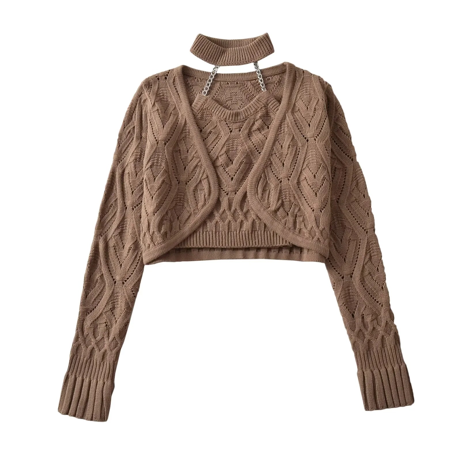 Conjunto Feminino Preto com To - Crop Cardigan Vintage avaliação e preço