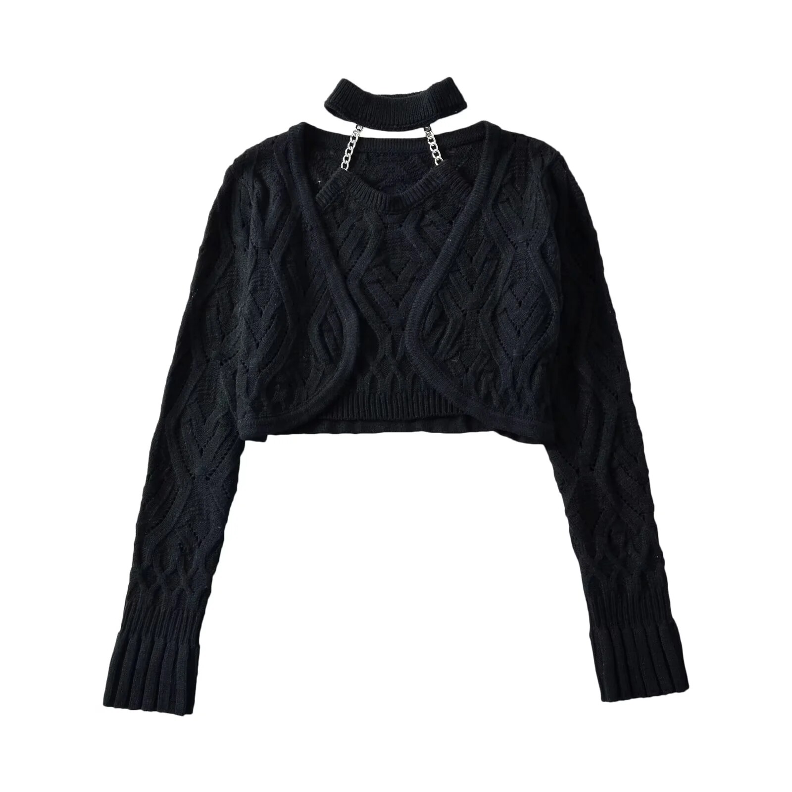 Conjunto Feminino Preto com To - Crop Cardigan Vintage avaliação e preço