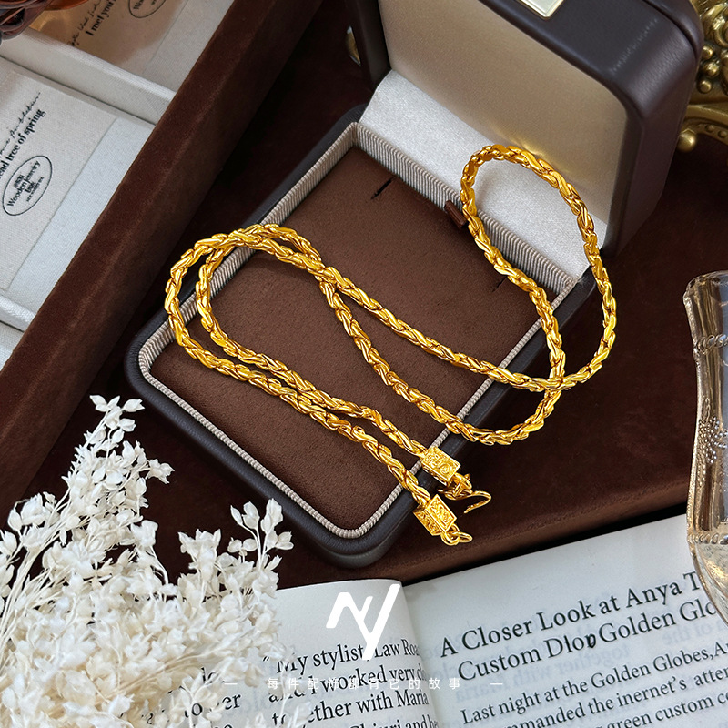 Colar feminino de ouro 24K 999 - Vintage Fashion Store avaliação e preço