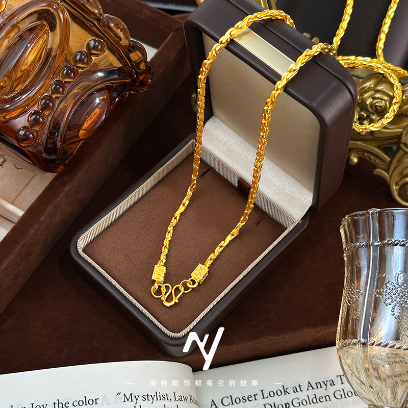 Colar feminino de ouro 24K 999 - Vintage Fashion Store avaliação e preço