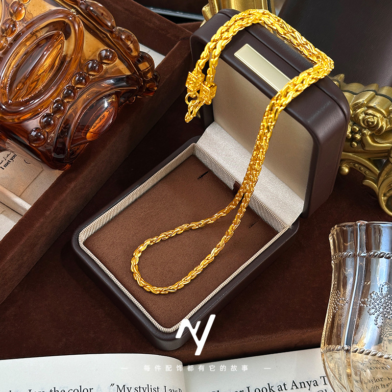 Colar feminino de ouro 24K 999 - Vintage Fashion Store avaliação e preço