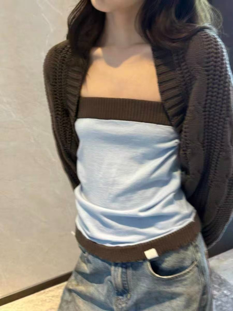Conjunto de duas peças em tric - Crop Cardigan Vintage avaliação e preço