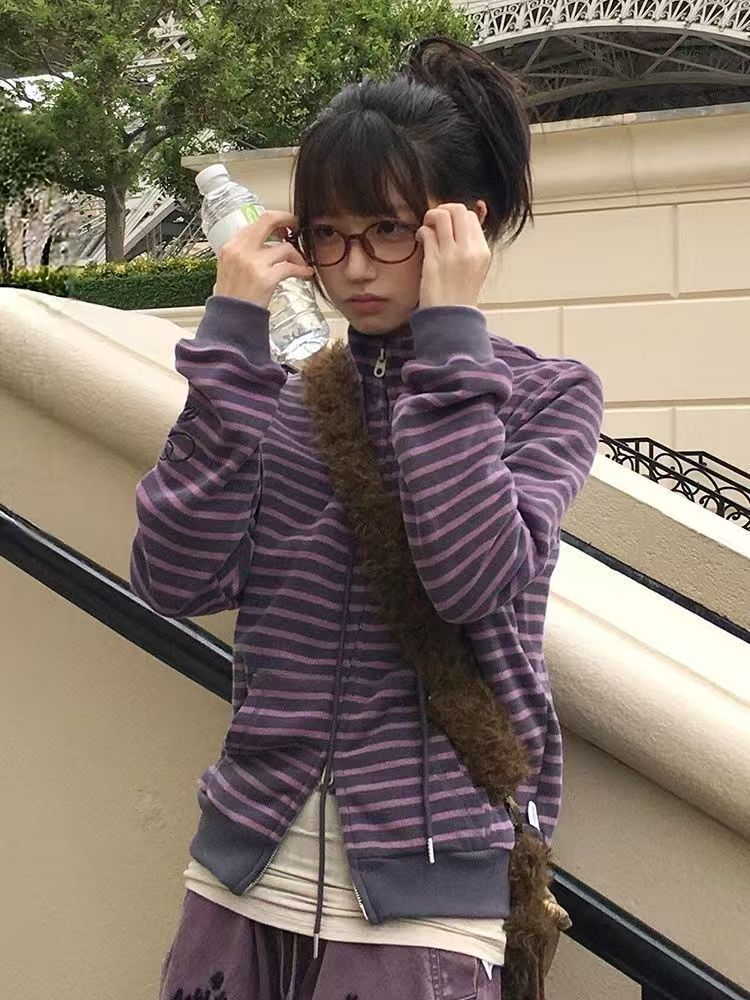 Cardigã Vintage Coreano Listra - Turtleneck Knit 90S avaliação e preço