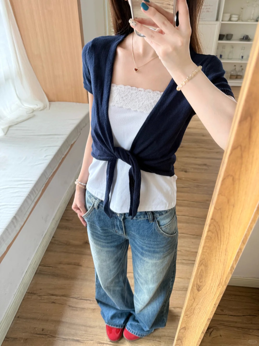 Cardigã Feminino Azul Marinho  - Crop Cardigan Vintage avaliação e preço