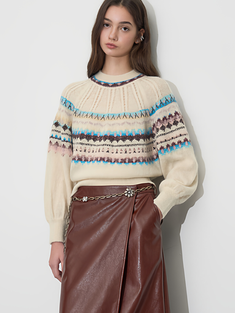 Suéter de Tricô MICOAT com Est - Vintage Fashion Faire avaliação e preço
