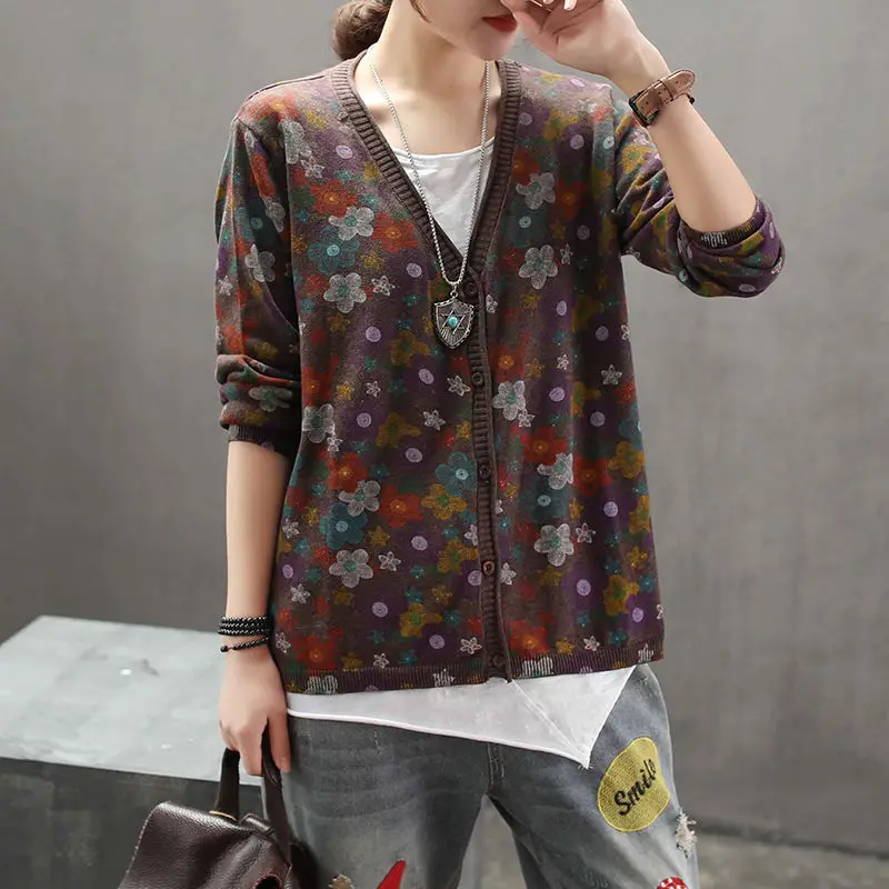 Vintage solto blusas casaco pr - Crop Cardigan Vintage avaliação e preço