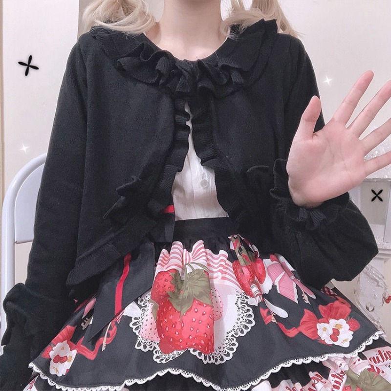 Cardigã de malha japonês lolit - Crop Cardigan Vintage avaliação e preço