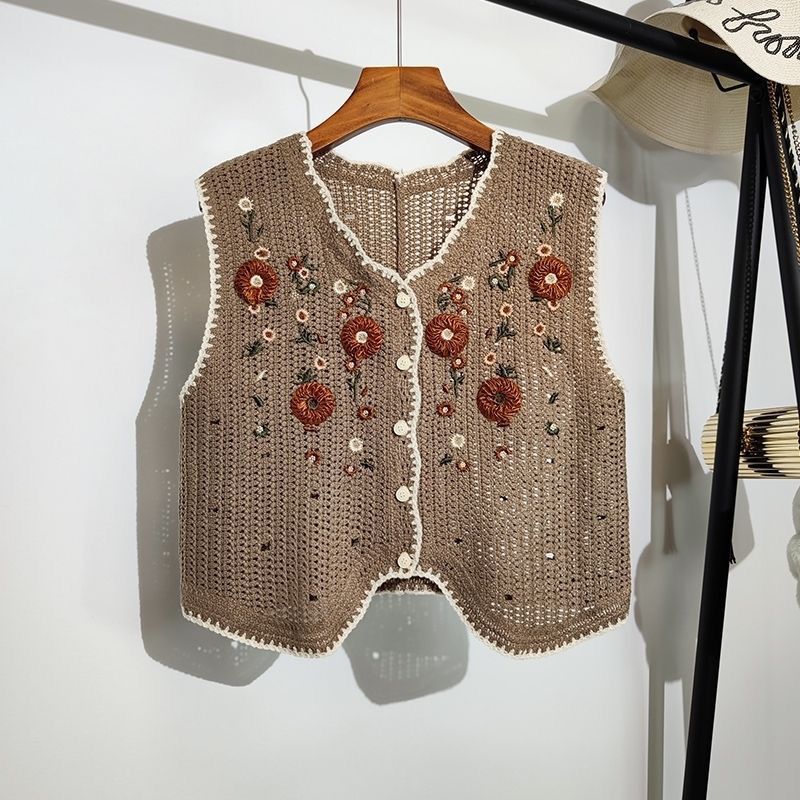Colete Feminino de Tricô com B - Crop Cardigan Vintage avaliação e preço